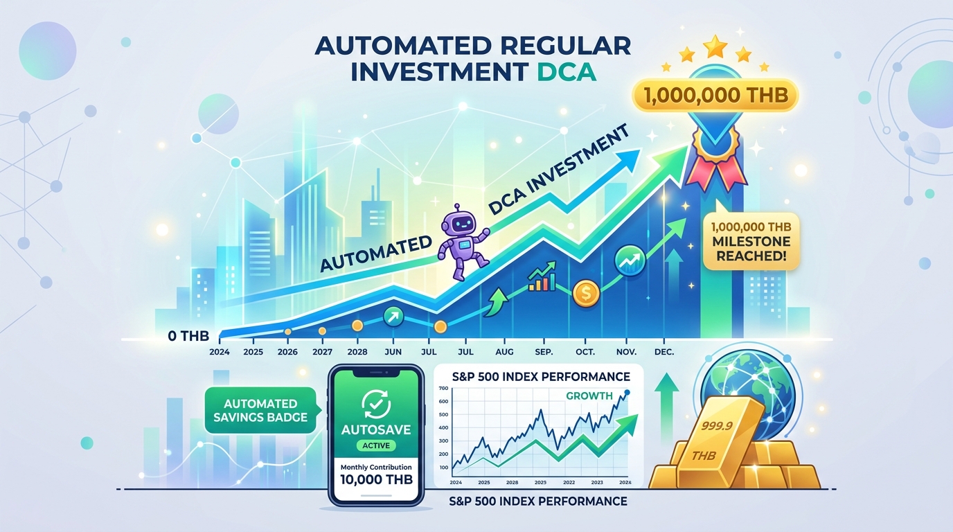 คู่มือ DCA หุ้นโลกและออมทอง งบ 1,000 บาท/เดือน · สร้างพอร์ต 1 ล้านแรกสำหรับมือใหม่ (2569)