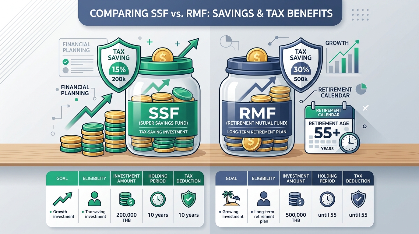 RMF vs SSF ต่างกันยังไง ปี 2569 · สรุปเปรียบเทียบกองทุนลดหย่อนภาษี ซื้อตัวไหนคุ้มสุด