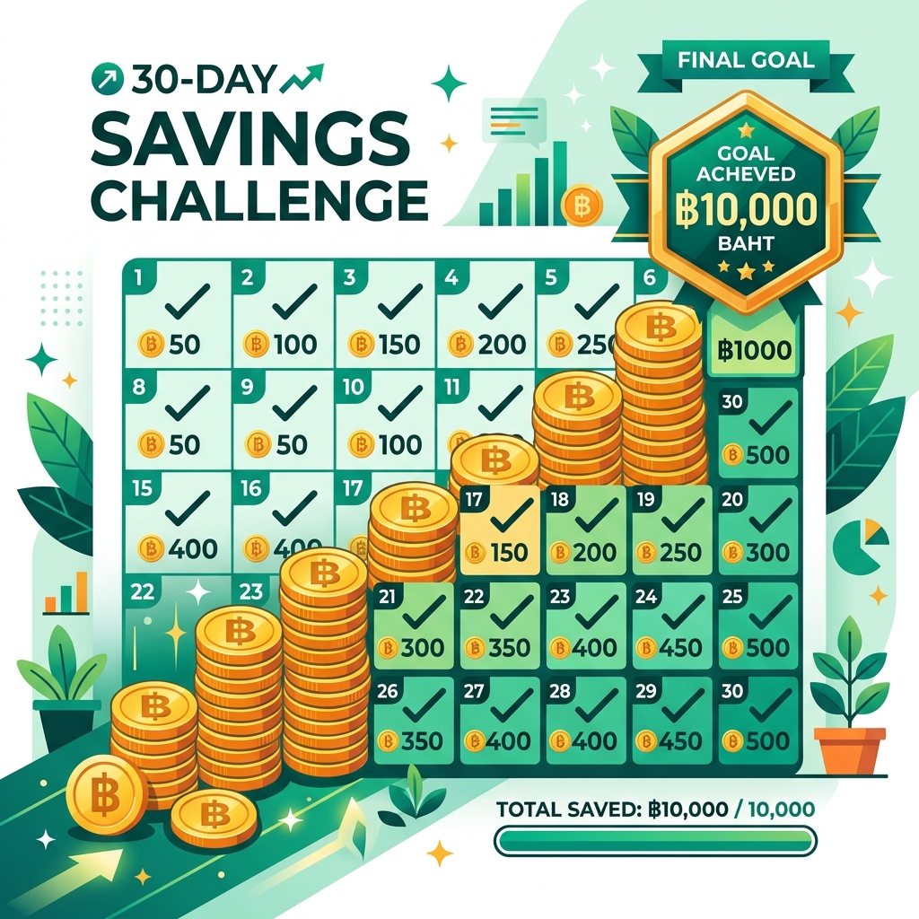 วิธีออมเงิน 10,000 บาท ใน 1 เดือน · แผน 30 วันฉบับทำได้จริง